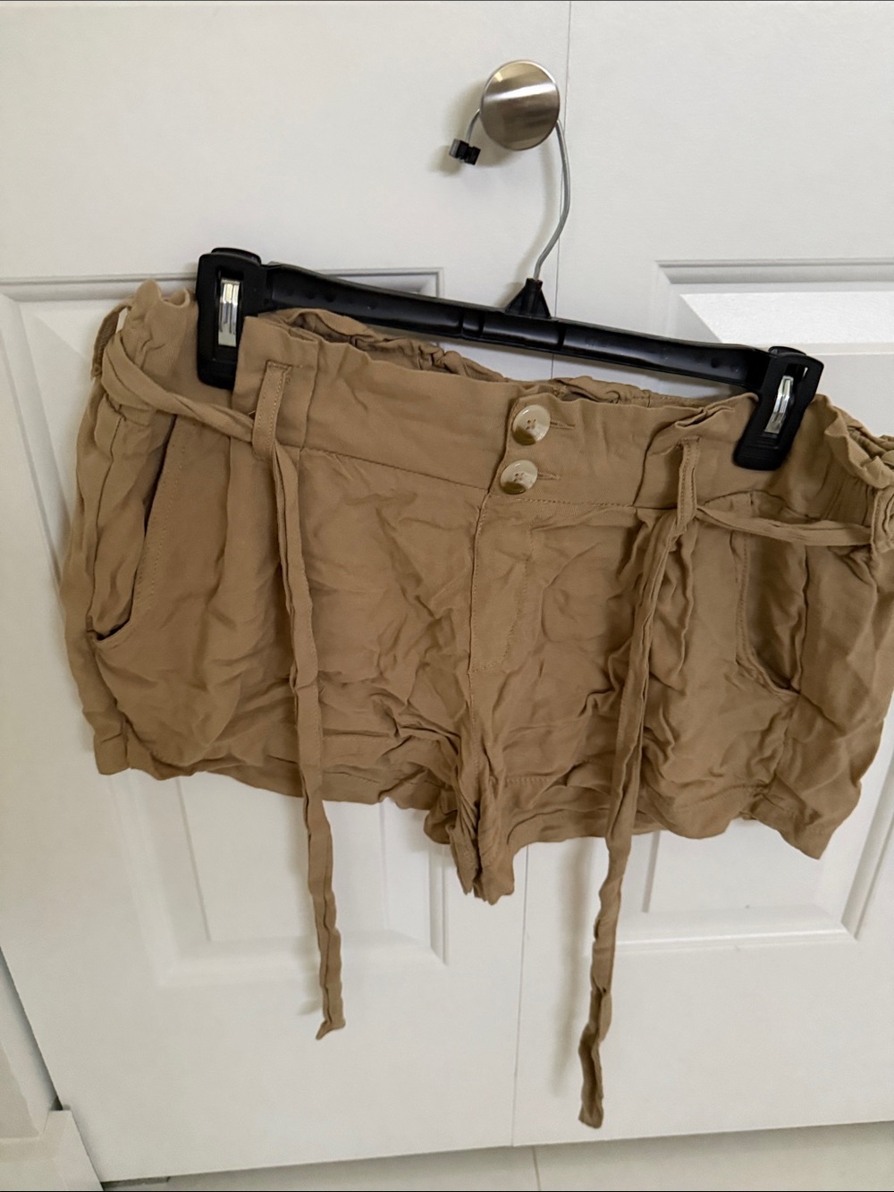 Rewash Tan Paperbag Waist Drawstring Shorts